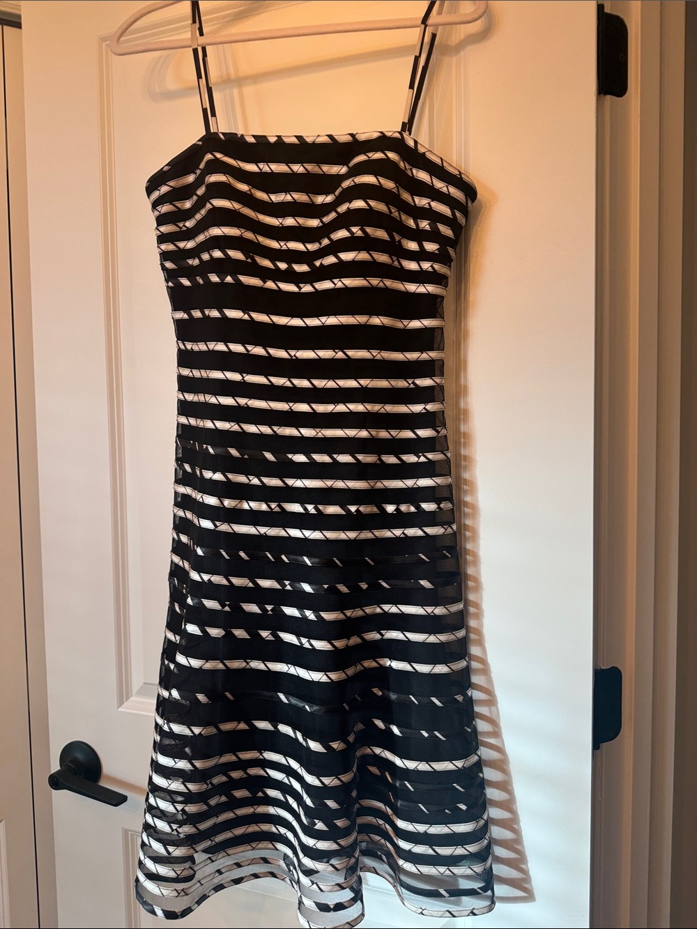 JS Collections Black and White Striped Midi Dress